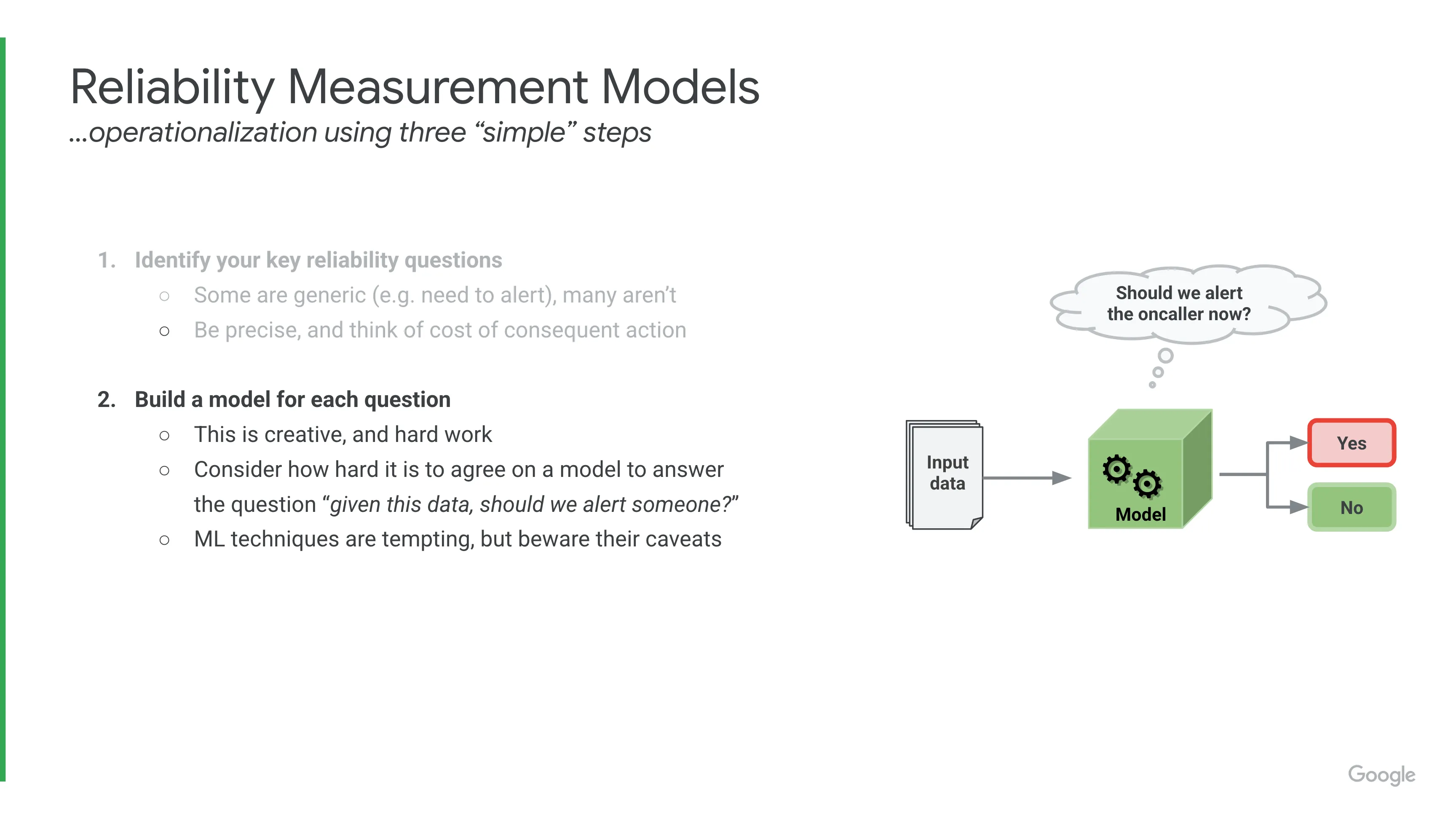 Reliability Measurement Models - build a model for each question
