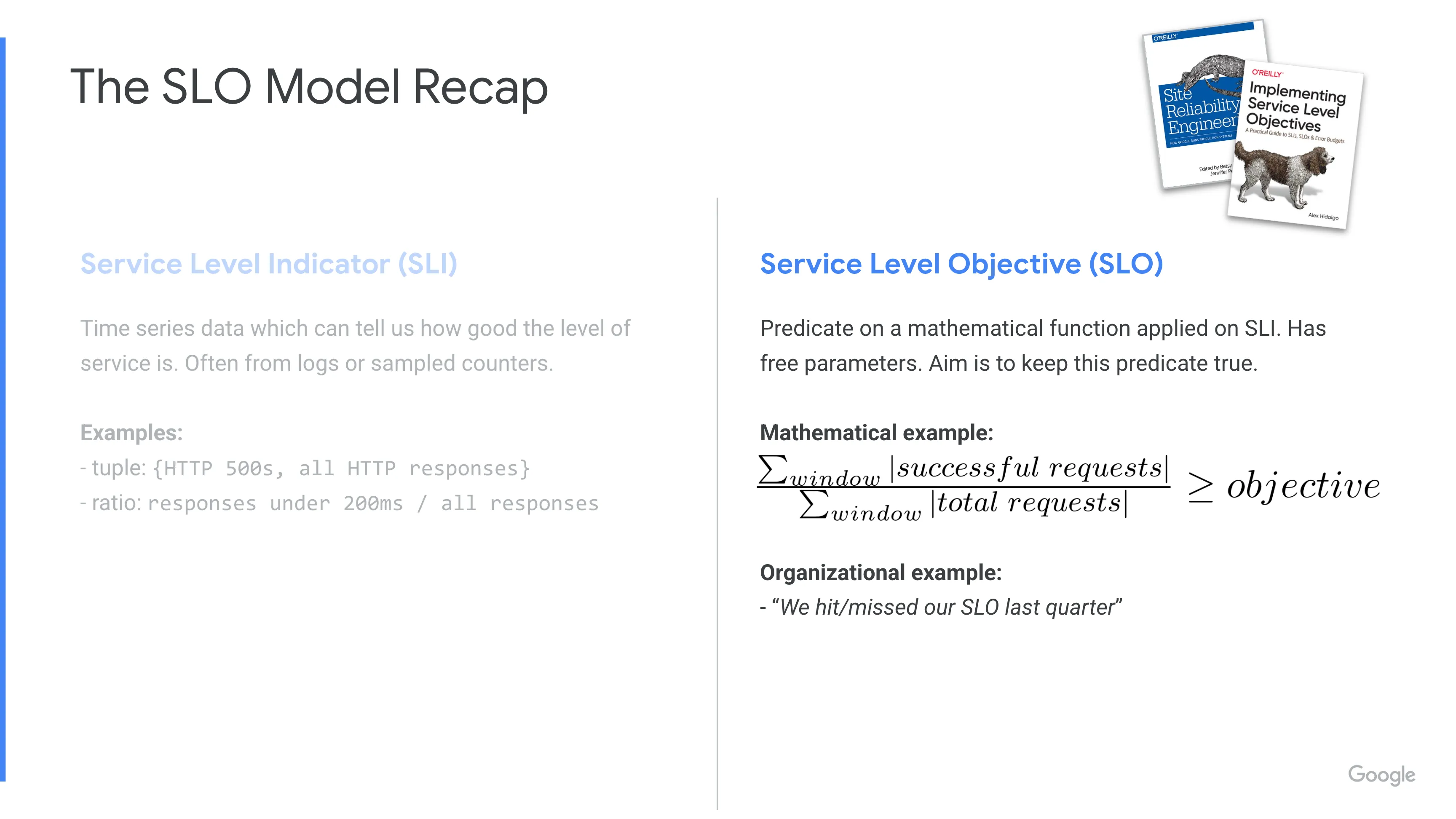 SLO Model Recap - Service Level Objective